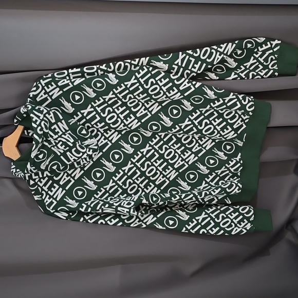 Men's Green Lacoste x Netflix Hoodie - Picture 3 of 5